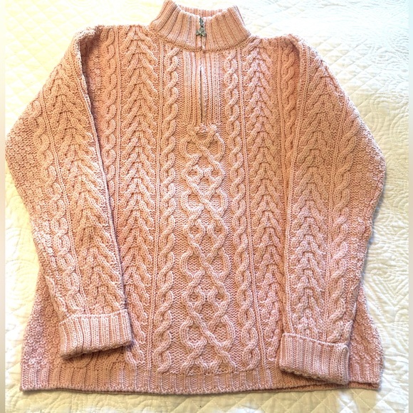 Aran Crafts Pink 100% Merino Wool Sweater from Ireland - Picture 6 of 7